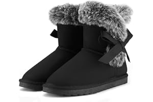 K KomForme Girls Kids Snow Boots Warm Fur Lined Slip On Outdoor Winter Shoes Lightweight Comfy（Little/Big Kids）