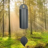 Unique Serenity Bell with Deep Resonance - Large Deep Tone Wind Chimes for Outside - Memorial Wind Chime for Outdoors - Amazing Grace Wind Bells with Mute Mode - Handcrafted Steel Wind Chimes - Black