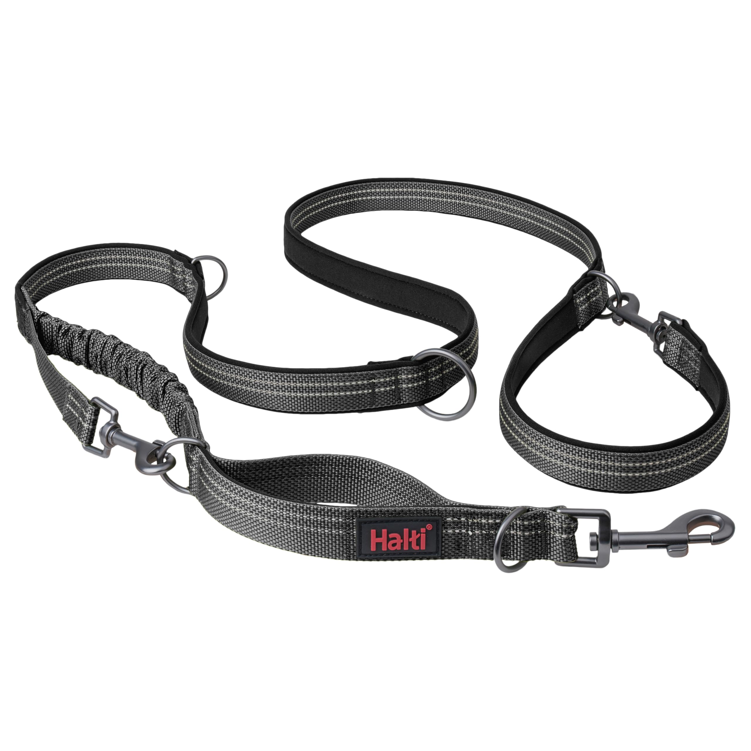 Halti Anatomy Multifunctional Dog Lead - Shock Absorbing Double-Ended Lead, Ideal for Dog Walking & Training. Comfortable to Hold, Reflective & Lightweight. Suitable for Puppies (Size Large, Grey)