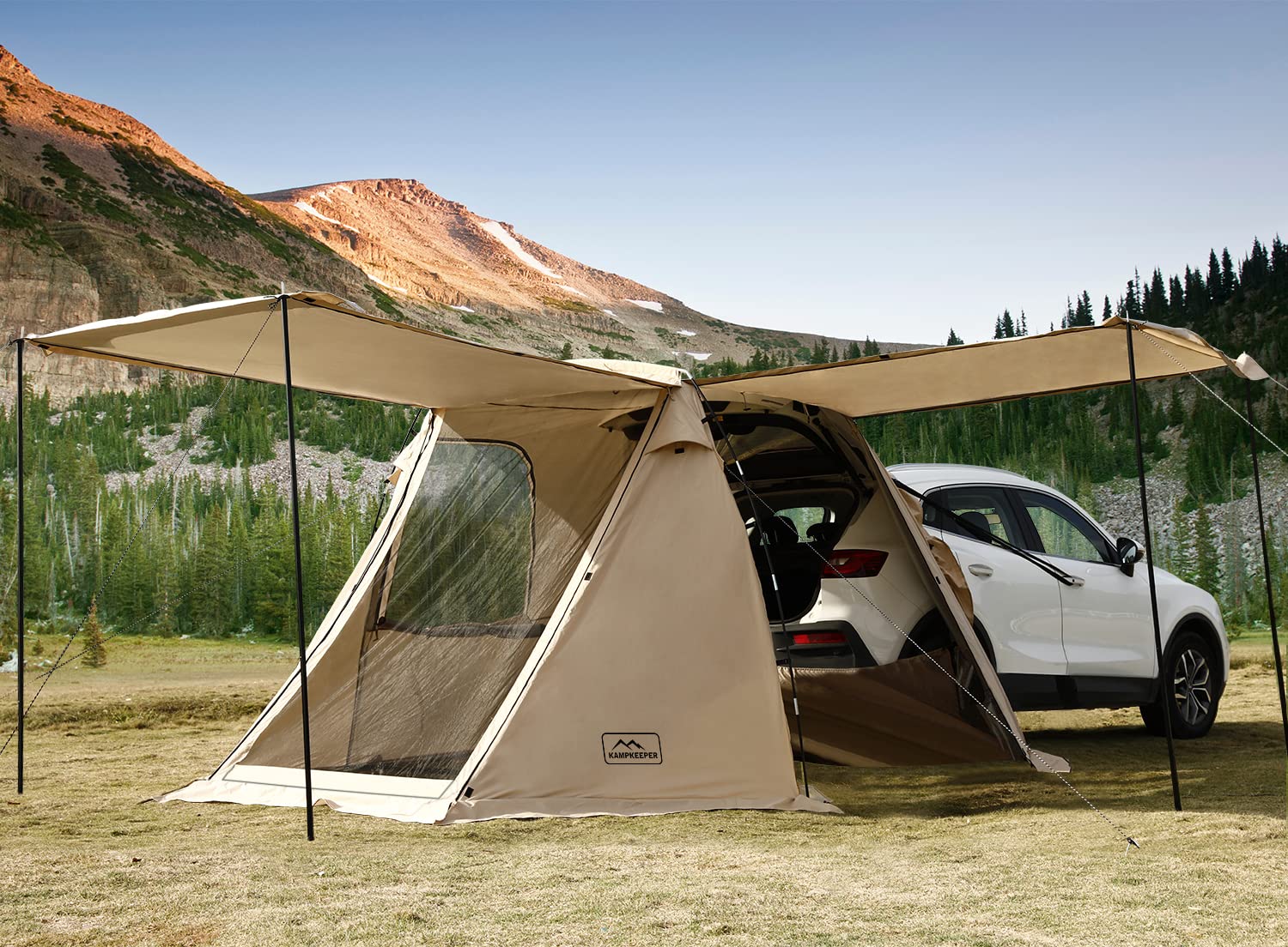 Photo 1 of KAMPKEEPER SUV Car Tent, Tailgate Shade Awning Tent for Camping, Vehicle Camping Tents Outdoor Travel (Khaki)