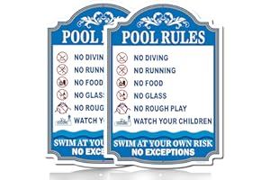 FKNSGR Pool Rules Sign 2 Pack, 10 x 14 inches Rust Free .040 Aluminum Pool Sign, UV Protected, Fade Resistant