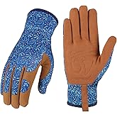 Bamllum Leather Gardening Gloves for Women - Working Gloves for Weeding, Digging, Planting, Raking and Pruning
