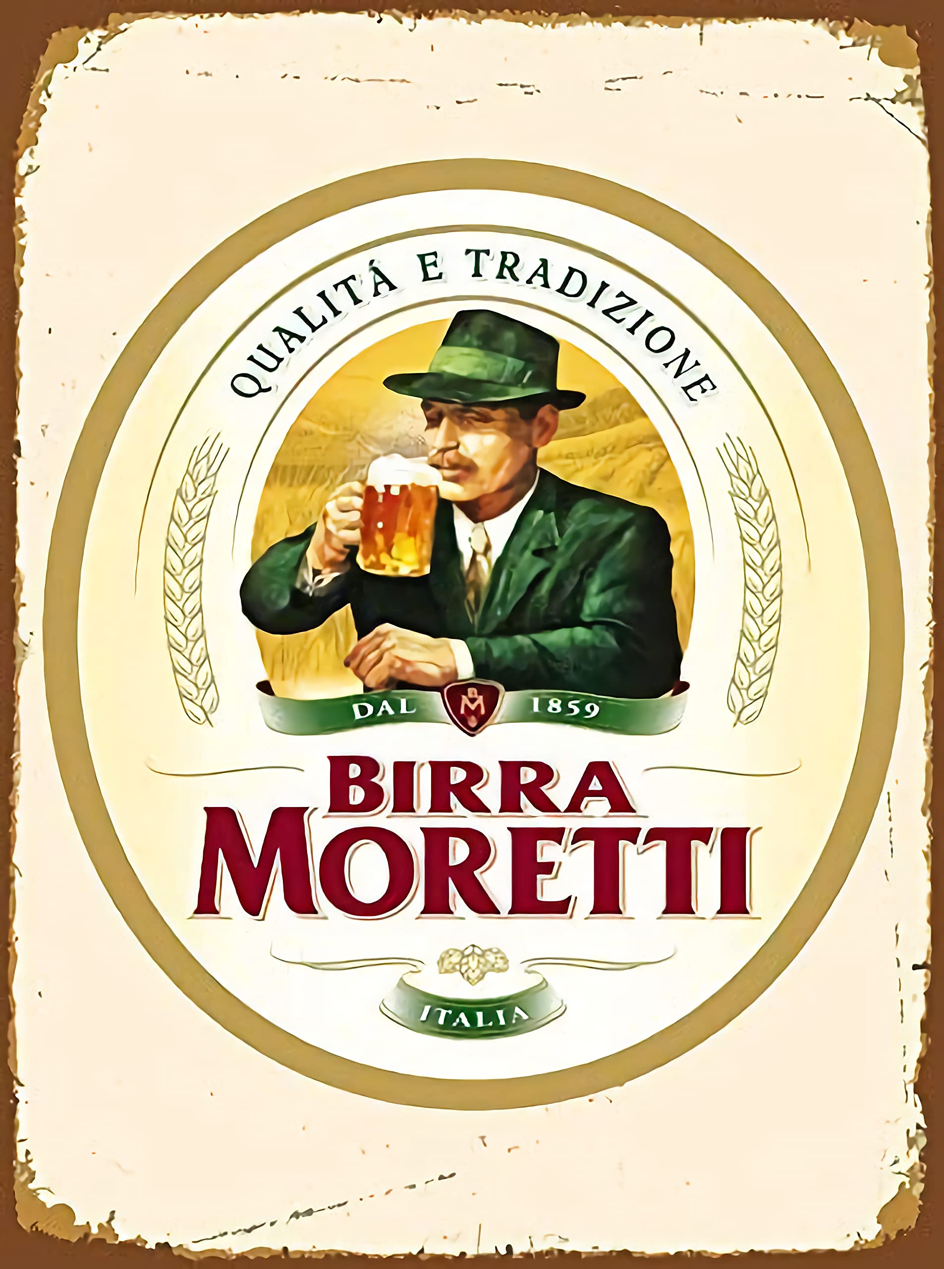 Tin Metal Sign Birra Moretti Vintage Wall tin Plaque Poster Café Bar Beer series Size:20x30cm（11x7in）