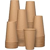 GUSTO [100 Count Kraft Disposable Paper Cups, Hot Coffee Cups Brown Unbleached - Eco-Friendly Cups (16 oz. - Kraft)