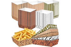 WIQEDOHA 50Pcs Jungle Safari Wild Animal Party Supplies Disposable jungle zoo animal Print Paper food tray for Birthday Party, Baby Shower and jungle safari theme party decorations