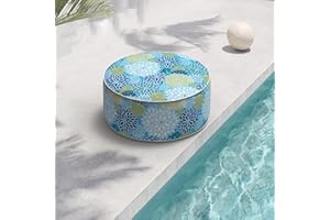 TWLEAR Indoor/Outdoor Inflatable Ottoman D21 x H9 inch, Round Footstool Inflatable Foot Rest Ottoman with Handle, Portable Ottoman Pouf for Patio, Garden, Camping, Home, Dahlia Blue