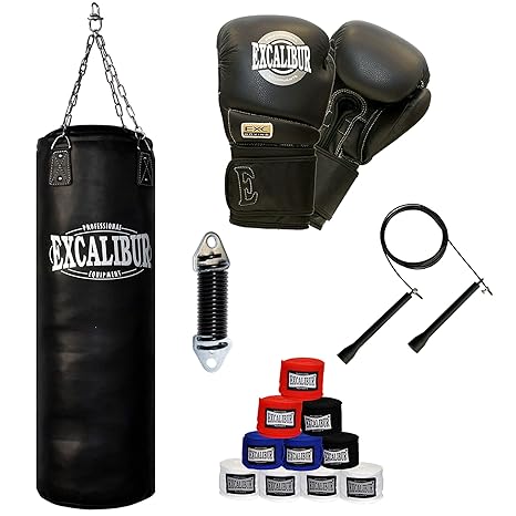 Handgefertigter Boxsack Excalibur PRO – Extrem Robust Mit Doppelten Nähten Und Strapazierbarem Kunstleder - Inklusive Kettena