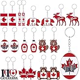 AceOrbit 20 Pcs Canada Keychain Rings National Canada Day Zinc Alloy Keychains Gift Canadian Souvenir Flag Maple Leaf Decorations Keyring Purse Handbag Backpack Bag for Canadian Gifts Decorations