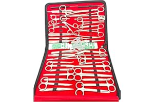CYNAMED-New 167 PC !Veterinary !Needle Holder,Scissors,HEMOSTAT Forceps,Scalpel Handles,Scalpel Blades-Instruments (All in ONE)-Zipper Case