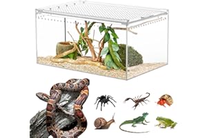 Smartang Reptile Tank Enclosure with Magnetic Button.12 * 8 * 6" Thicken Snake Enclosure Cage,Reptile Terrarium,5 Gallon Acrylic Enclosure Tarantula Enclosure for Snake,Hermit Crab,Frog,Tortoise.…