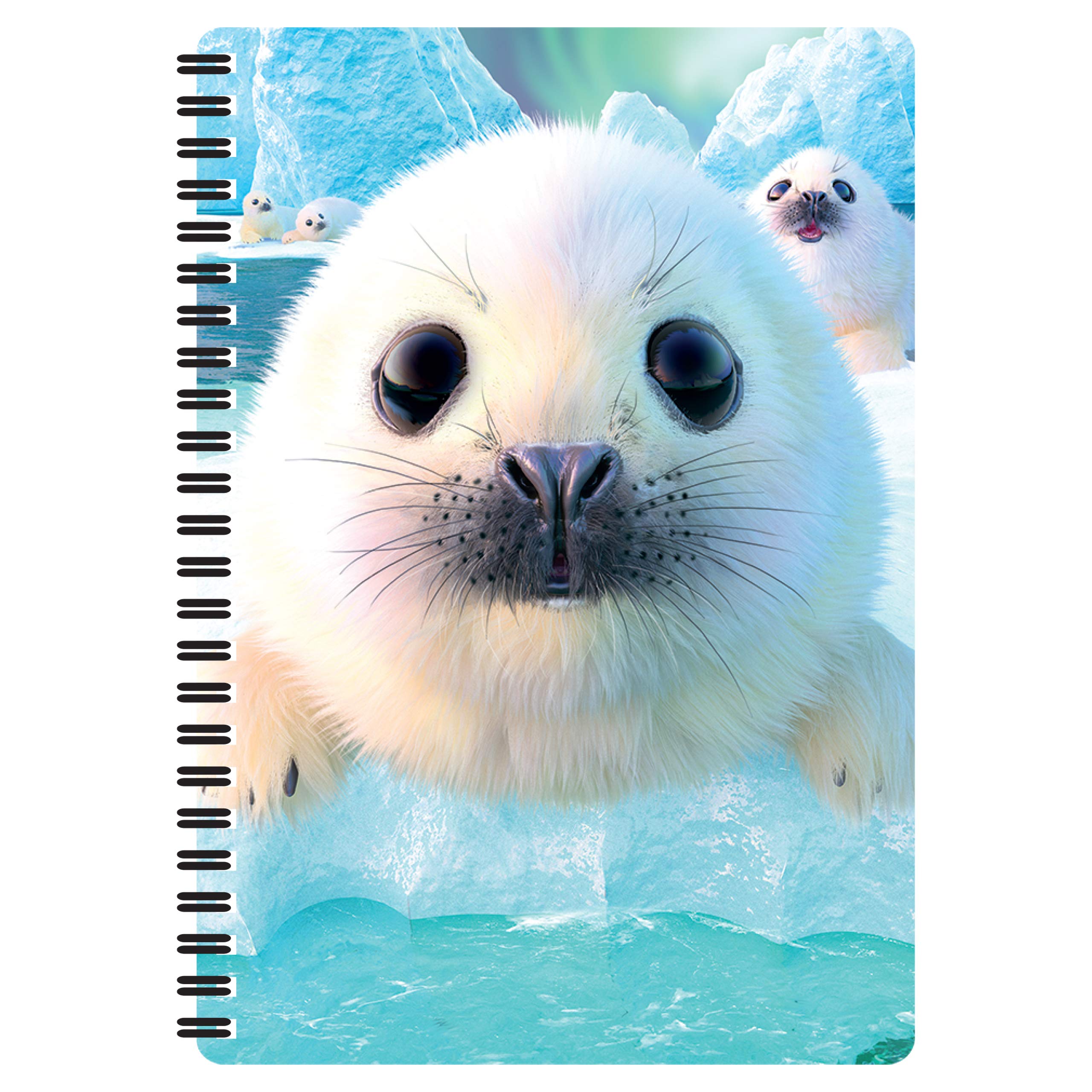 3D LiveLife A5 Notebook - Seal Pup from Deluxebase. Spiral Bound Lined Notebook with 80 Recycled Pages, 3D Seal Notebooks for Work, Gifts and School Supplies, (21 x 14.5 cm).
