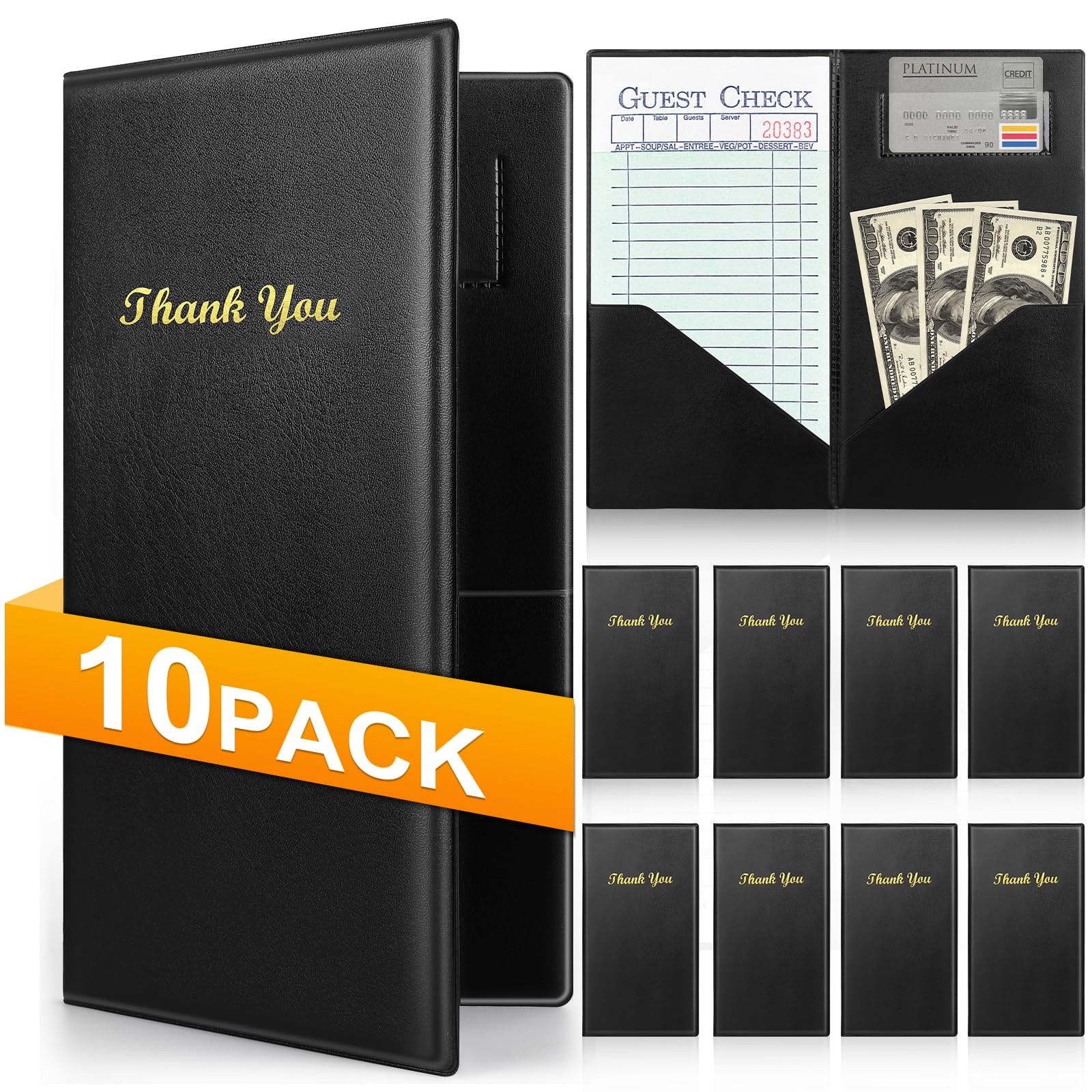 Photo 1 of 10 Pcs Server Books, Check Presenters for Restaurants, PVC Server Books for Waitress Guest Check Holder