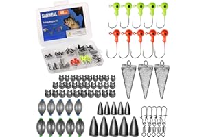 SANWEAL Fishing Weights Sinkers Kit, Fishing Tackle Kit, Includes Jig Head Hooks, Swivels & Sinker Weights for Bass Trout, Gifts for Men, Kids