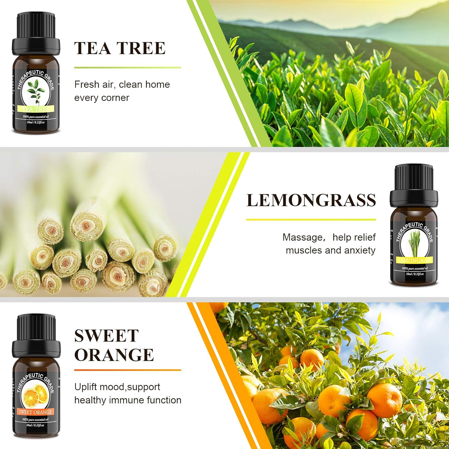 Essential Oils Top 6 Gift Set - Aromatherapy Diffuser Blends Oils for Humidifier, Breathe, Sleep, Skin & Hair Care, Muscle Relief, Anxiety Relief - New Model: Health & Personal Care