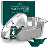 MAGNAWARE Cast Aluminum Oval Dutch Oven with Lid - 10 QT Heavy Duty &amp; Lightweight Roaster Pan with Rack &amp; Silicone Cover Dual Handles &mdash; Cajun Cookware for Roasting, Baking, Cooking (15" - Large)