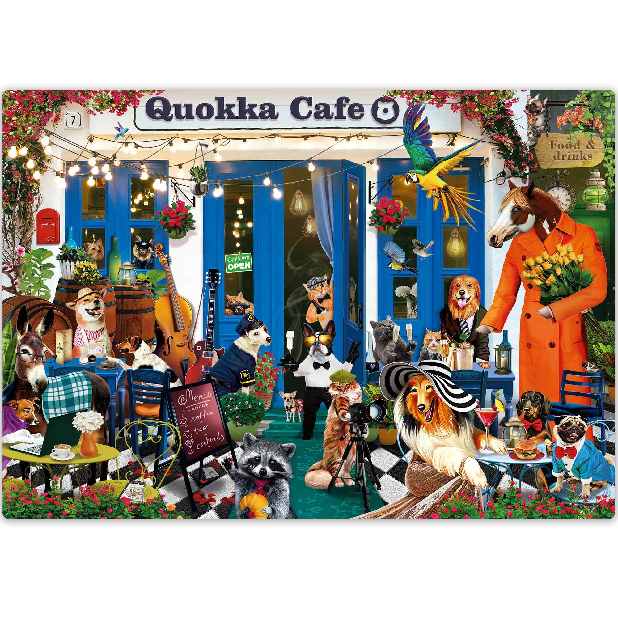 QUOKKA Puzzle For Adults – 500 Piece Cafe Themed Jigsaw Puzzle, Original Collage Artwork Hand Finished By Artist, Unique Cut Strong Grip Pieces, Matte Finish, FSC Recyclable