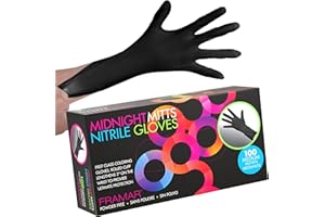 FRAMAR Black Nitrile Gloves – Black Disposable Gloves, Cleaning Gloves, Mechanic Gloves, Plastic Gloves Disposable (Medium)