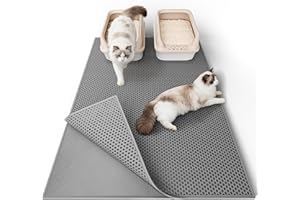 Garoopion Cat Litter Mat, 90 x76 cm Cat Litter Box Mat, EVA Waterproof Trapper, Honeycomb Double Layer Catcher, Easy to Clean