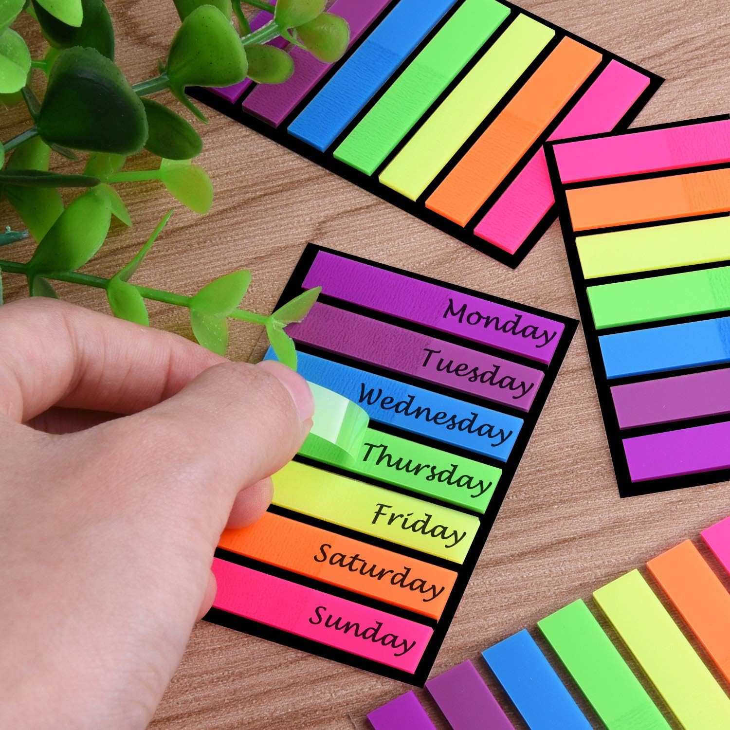 SIQUK 4200 Pieces Page Marker Tabs Colored Sticky Page Tabs Page Flags Fluorescent Tape Flags Index Tabs, 30 Sets 7 Colors : Office Products