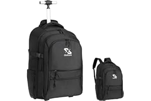 GOLKCURX Golkcrux Rolling Backpack,17-Inch Backpack with Wheels, Water-Resistant Rolling Backpack for Men Women Adults to Business and College Travel, Fits 15.6-Inch Laptops (Black)