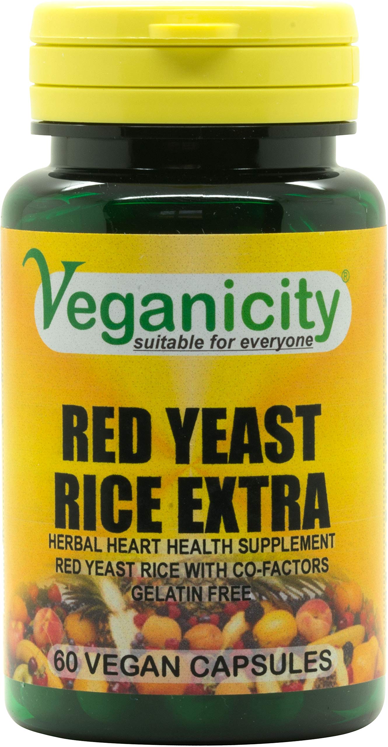 Veganicity Red Yeast Rice Extra : Cholesterol & Heart Health Plant Supplement : 60 Capsules, in a Planet-Friendly 99% Recycled Pot