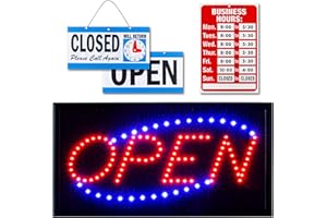 Ultima LED Neon Open Sign for Business: Lighted Sign Open with Flashing Mode – Indoor Electric Light up Sign for Stores (Model 2) Includes Business Hours and Open & Closed Signs