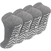 Artfasion Non Slip Socks with Grip: Men's Grippy Non Skid Ankle Socks for Hospital Elderly Women Pilates Fitness 4 Pairs