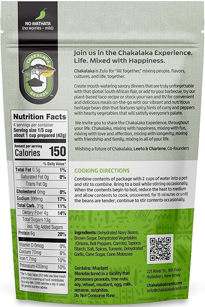 CHAKALAKA VEGETARIAN DRIED BEAN MIX – SOUTH AFRICAN SIDE DISH WITH BEANS, VEGETABLES, & SPICES – BOLD, ROBUST FLAVOR, NO HEAT, MILD (1 PK) 6 OZ