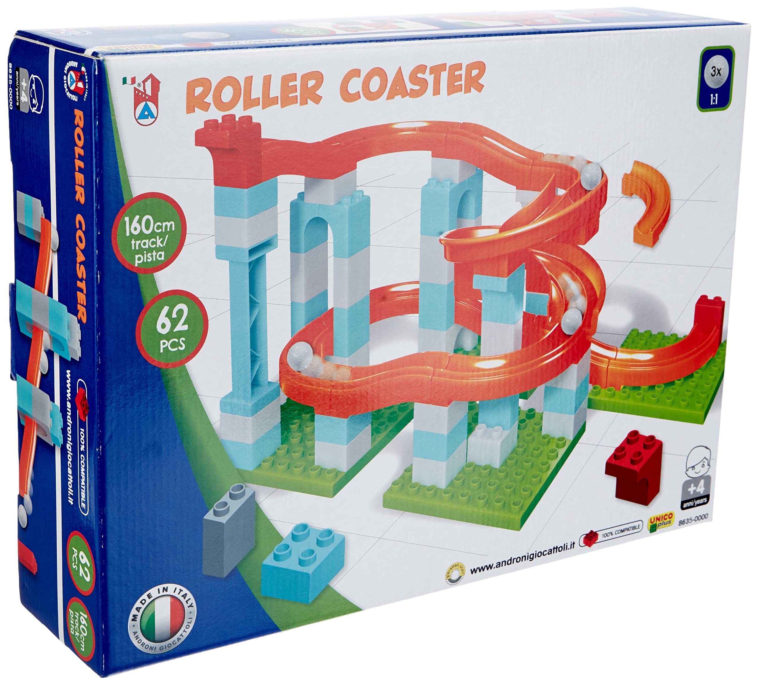 Simba 104114486 - Marble Run, 62 Pieces, for Children from 4 Years, 3 Balls, Length 160 cm