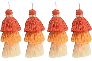 KONMAY 4pcs Tri-Layered Tassels with Hanging Loop for Jewelry Making, Clothing