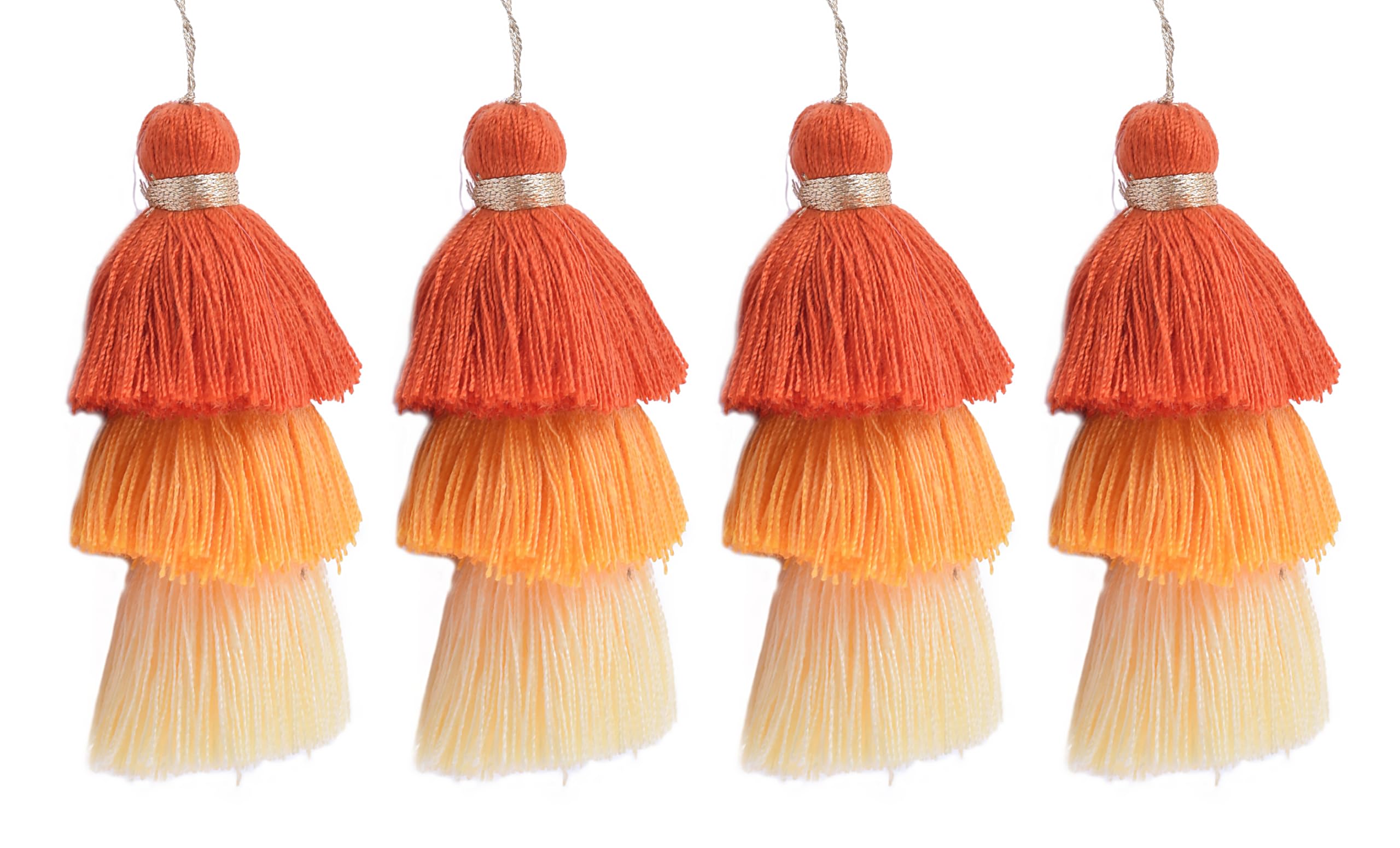 KONMAY Bulk 20pcs Tri-Layered Tassels with Hanging Loop for Jewelry Making, Clothing