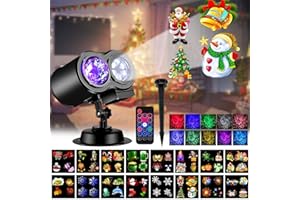 AUTOWT Christmas Halloween Projector Lights Outdoor, 74 HD Effects(3D Ocean Wave&16 Patterns) Waterproof LED Light Projector 