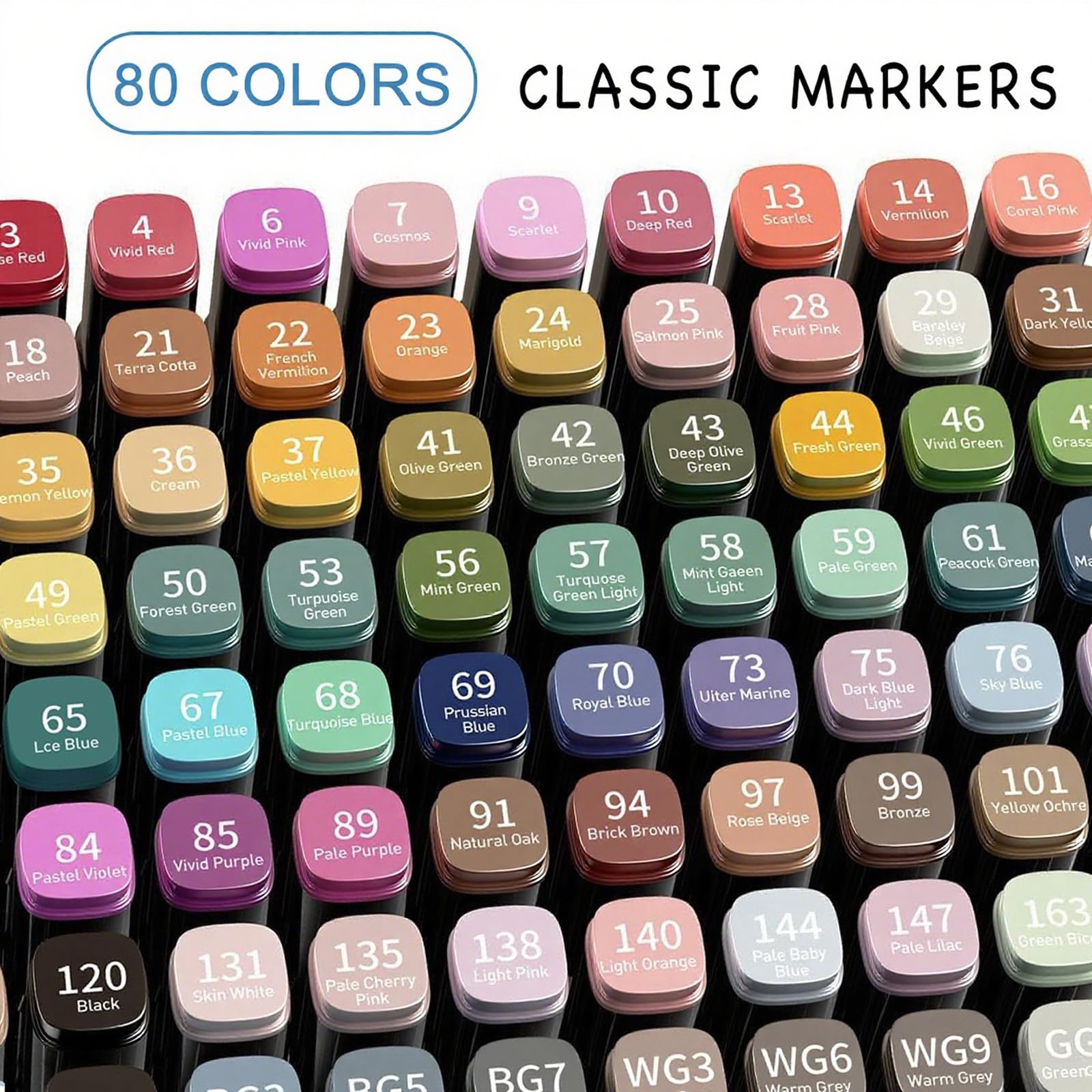 HEVEGRD 80 Colors Alcohol Markers Set, Dual Tips Blender Art Marker for Drawing Permanent Sketch Marker for adult coloring, Illustrations Alcohol Based Markers, Artist Pens