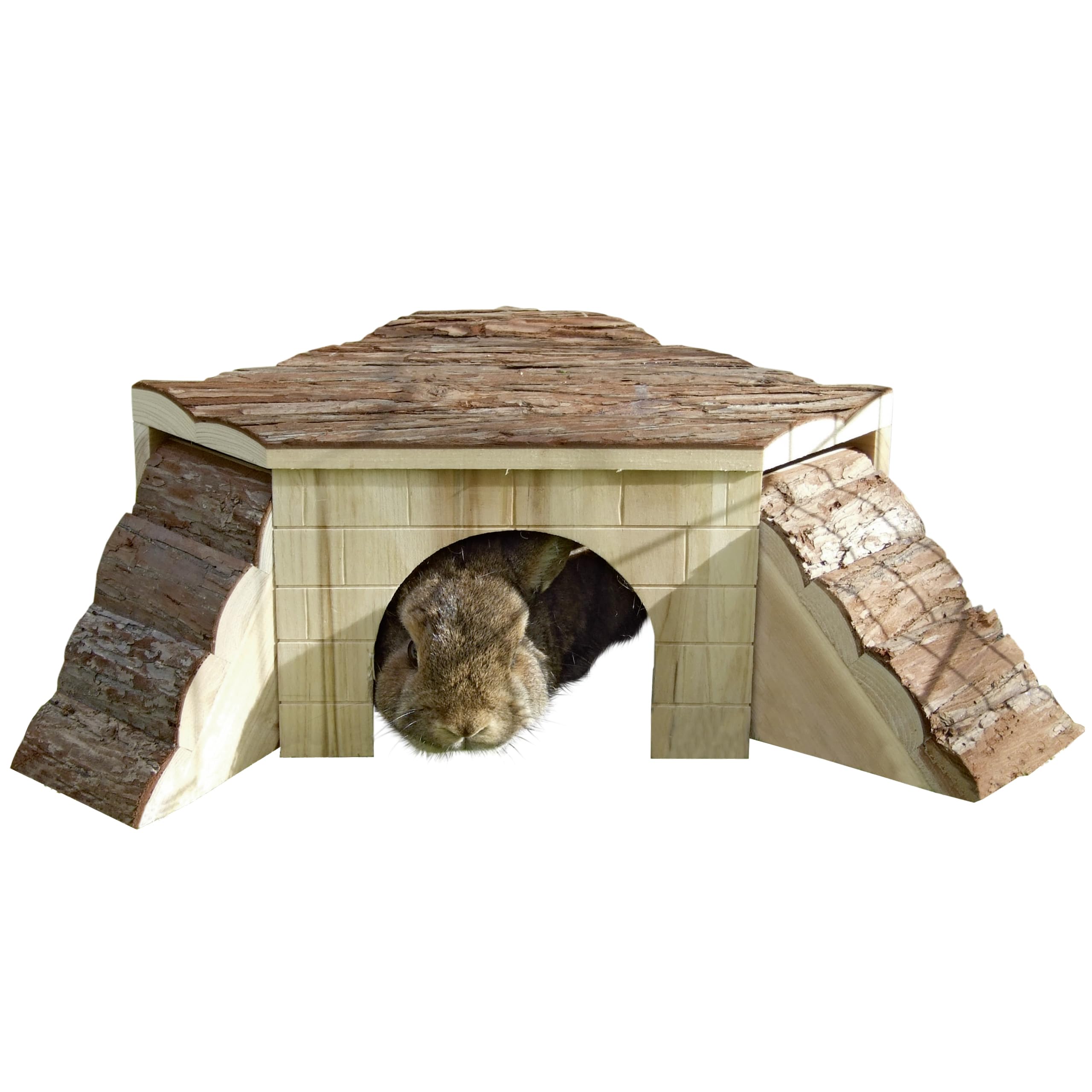 Kerbl Gineau Pig House with Ramps Nature, 37 x 35 x 15 cm without ramps 25 x 25 x 15 cm