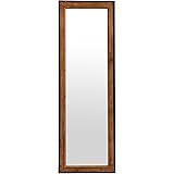 Amazon Brand – Stone & Beam Wood and Iron Hanging Wall Mirror, 42.25" Height, Natural Wood and Black