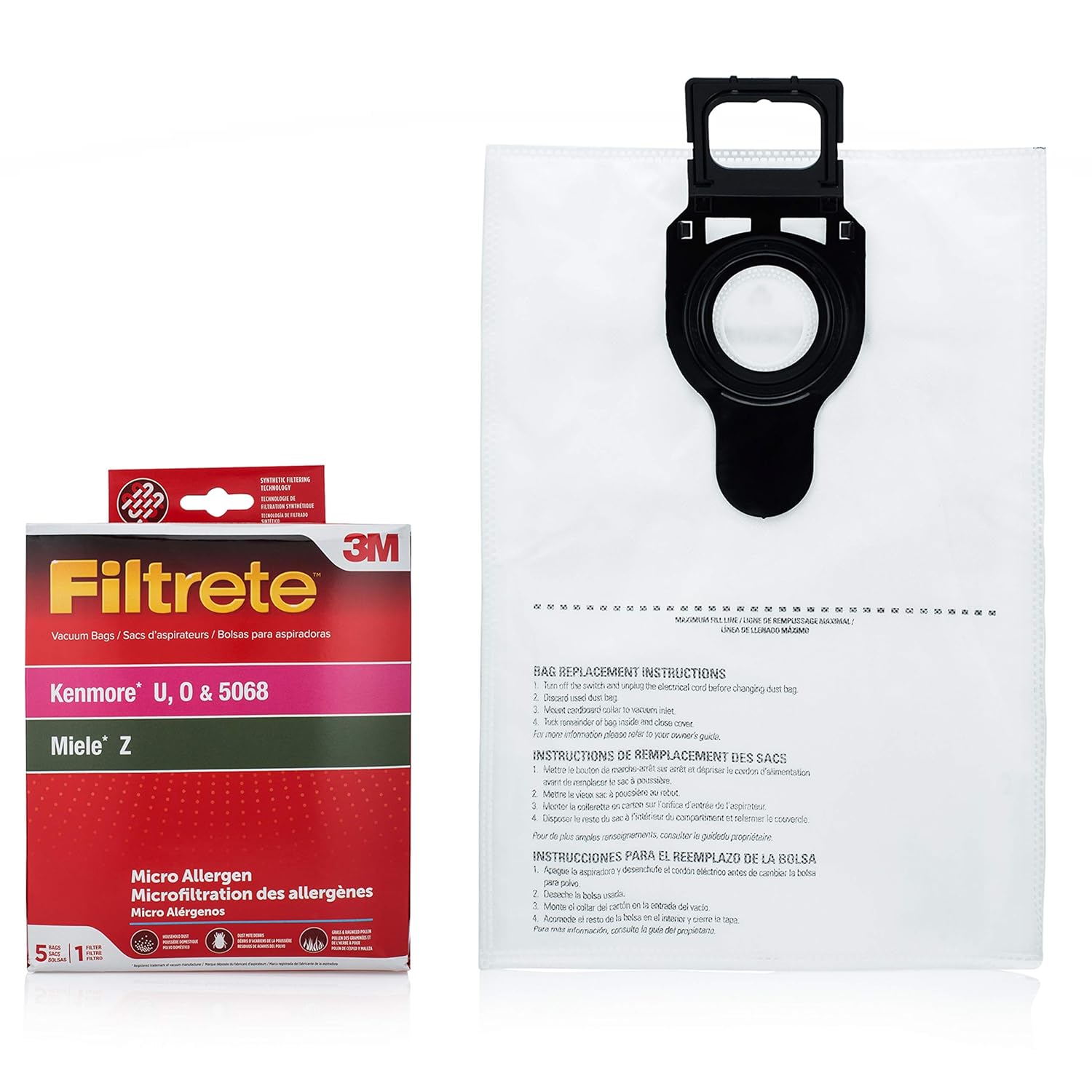 3M Kenmore Style U / Miele Style Z Micro Allergen Synthetic Bag Pkg