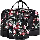 Weekender Bag for Women, Large Overnight Bag Canvas Travel Duffel Bag Carry On Tote with Shoe Compartment 21" 3Pcs Set