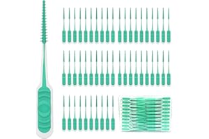 Maoerdental 200PCS Interdental Brush with Soft Rubber Handle,Disposable Dental Picks for Teeth Cleaning,Dental Picks with Convenient PP Case (Green)
