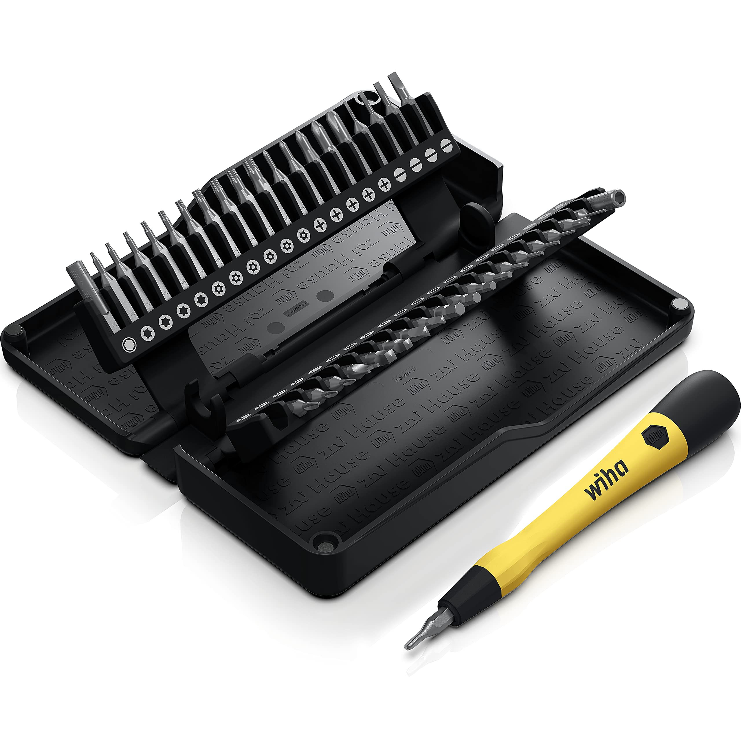 Wiha Zai Hause Micro Bit Set with ESD Precision Mechanics Screwdriver, 42 Pieces, with Storage Box, for All Smartphones, Laptops, Cameras, Model Making and Common Everyday Applications