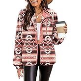 Zeagoo Women's Cozy Fleece Jacket Western Aztec Print Snap Button Down Coat with Pockets Casual Warm Outwear 2026