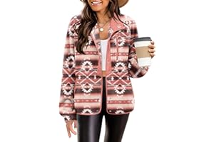 Zeagoo Women's Cozy Fleece Jacket Western Aztec Print Button Down Coat with Pockets Casual Warm Outwear 2024