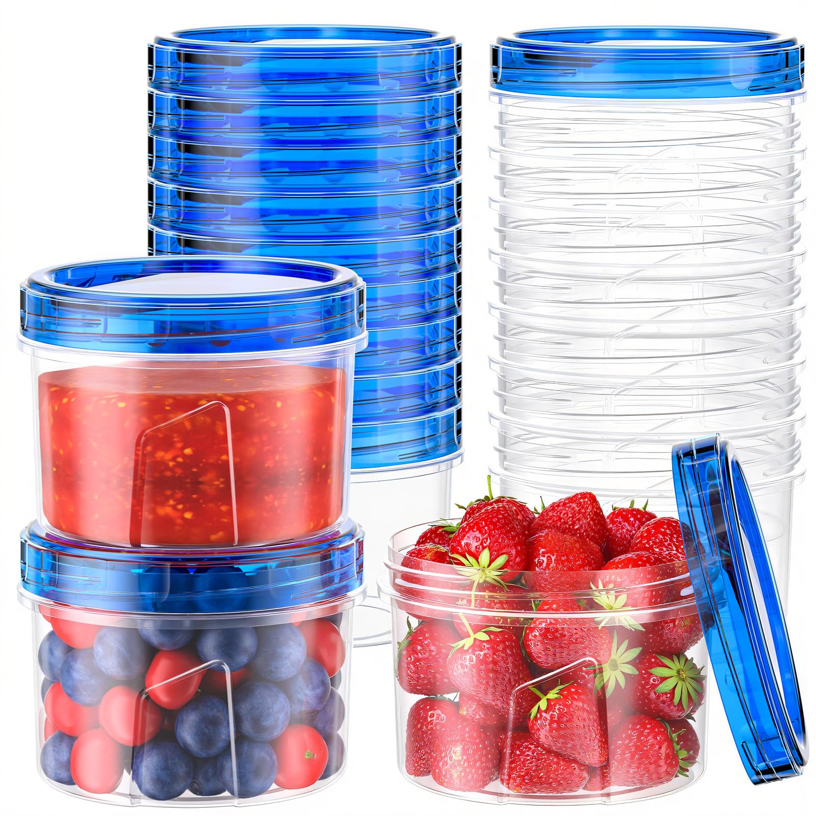 Photo 1 of 12 Pack-16 OZ Freezer Storage Containers, Small Plastic Containers with Twist Top Lids, BPA Free Food Storage Containers, Reusable Soup Container Microwave/Dishwasher Safe