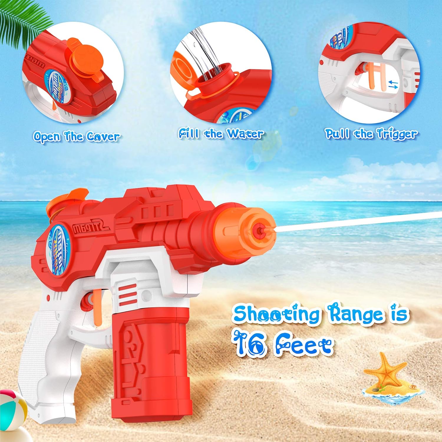 6 Pack Water Guns for Kid Adults Super Squirt Guns Water Blaster Toy for Swimming Summer Outdoor Yard Beach Pool Water Toy Water Fighting: Toys & Games