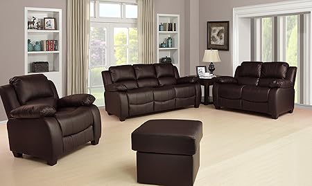 Valerie Brown Leather Sofa Suite 3 2 Seater 12 Months Warranty To