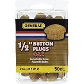 General Tools 311012 1/2-Inch Button Plugs, Oak, 50-Pack