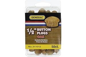 General Tools 311012 1/2" Button Plugs, Oak, 50-Pack