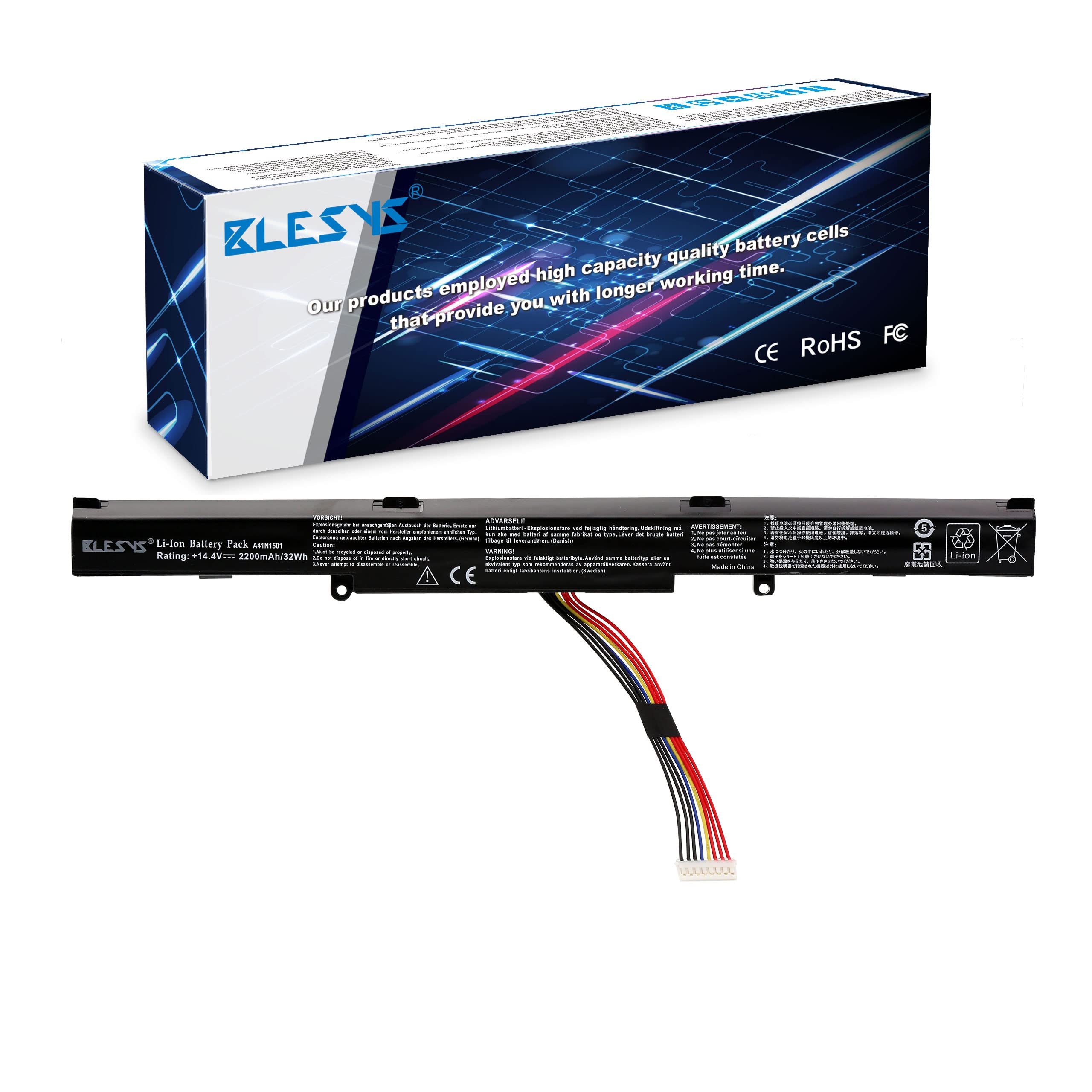 BLESYS A41LK9H A41N1501 Battery for ASUS n752v, n752vx, n752vx-gc103t, n752vx-gc120t, n752vx-gc189t, n752vx-gc190t, n752vx-gc249t laptops
