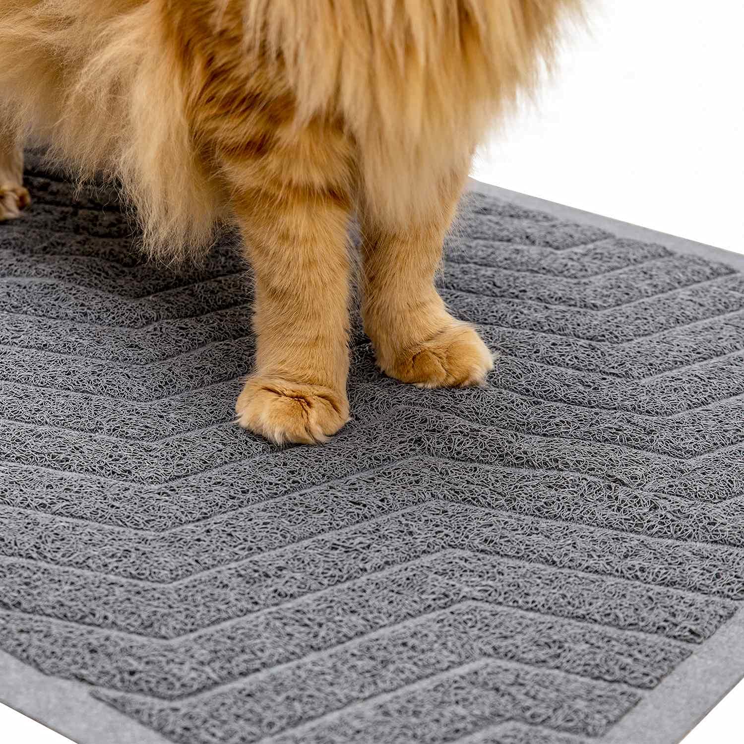 Photo 1 of WePet Cat Litter Box Mat(No. 02-2), Kitty Premium PVC Pad, Durable Trapping Rug, Phthalate Free, Urine-Resistant, Scatter Control, L 35 x 23, Grey