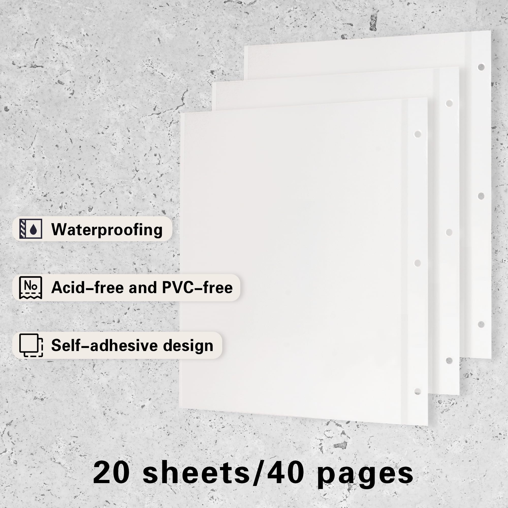 Vienrose Photo Album Page Refill for 3 Ring Binder, Photo Album Self Adhesive Pages, Photo Albums Pages Fit 2x3 4x6 5x7 8x10 Photo or Recipe Cards