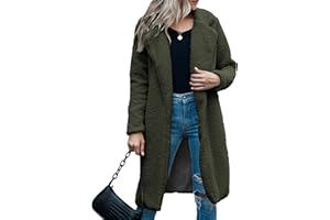 Women's Winter Faux Teddy Coat Fuzzy Fleece Notched Lapel Open Front Cardigan Jackets Fluffy Long Fur Coat Outwear